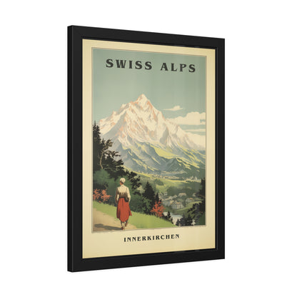 Swiss Alps Vintage Travel Poster Framed Print