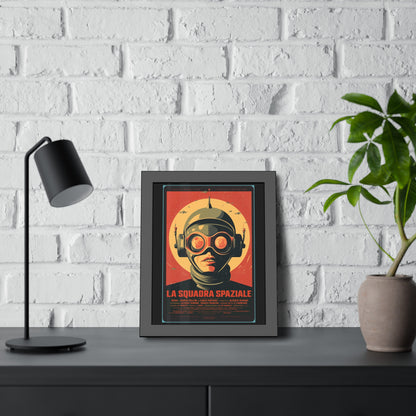 Framed Paper Poster — Retro Sci‑Fi 'La Squadra Spaziale' Wall Art