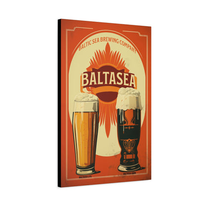 "Vintage Baltasea Brewing Poster - Baltic Sea Brewing Company Frameless Stretched Matte Canvas" Matte Canvas, Stretched, 1.25"