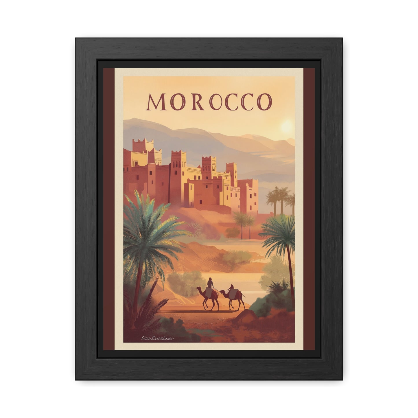Morocco Travel Poster — Framed Vintage Desert Wall Art_M