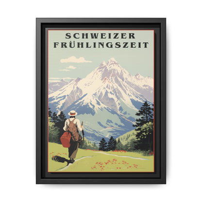 "Swiss Springtime Vintage Poster | Matte Canvas with Black Frame"