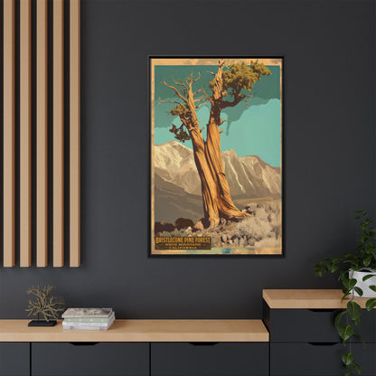 Bristlecone Pine Forest Vintage Art Print — Framed Matte Canvas