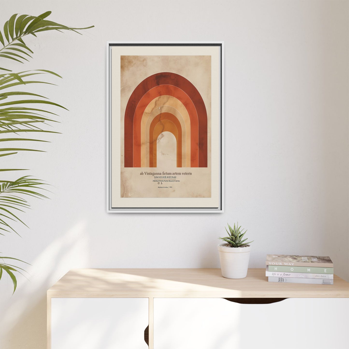 Framed Matte Canvas Wall Art - Retro Rainbow Design