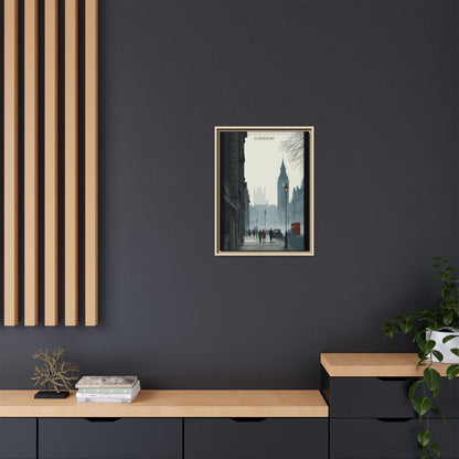 London Street Matte Canvas Print — Framed Vintage Cityscape Wall Art