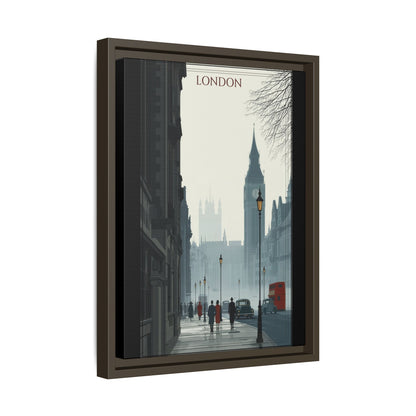 London Street Matte Canvas Print — Framed Vintage Cityscape Wall Art