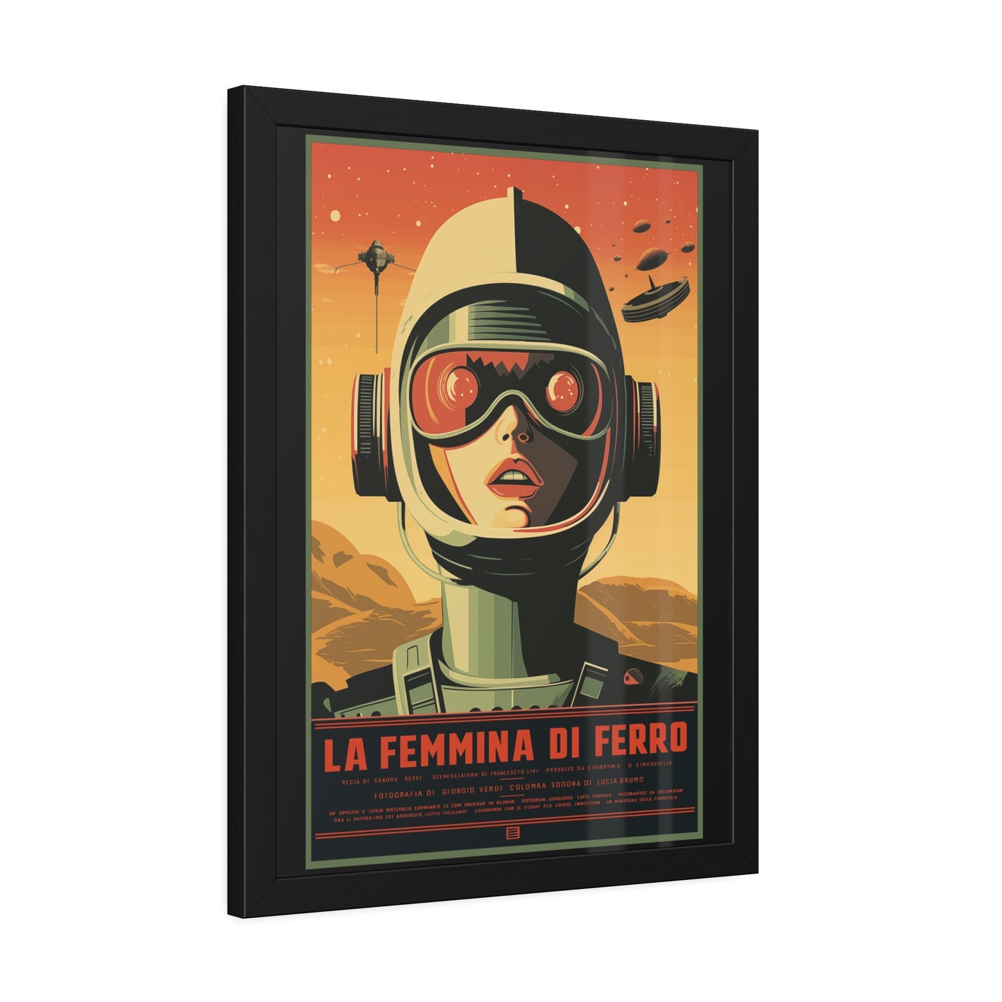 Retro Sci‑Fi Poster — "La Femmina di Ferro" Framed Art Print