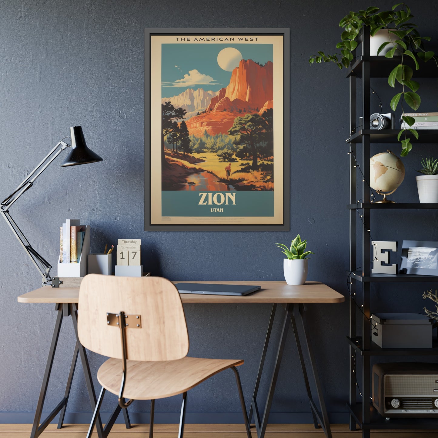Zion National Park Vintage Travel Poster — Framed Paper Poster
