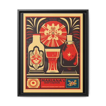 "Vintage Mariana's Chocolate Passion Fruit Liqueur Poster - Matte Canvas Wall Art with Black Frame" Matte Canvas, Black Frame
