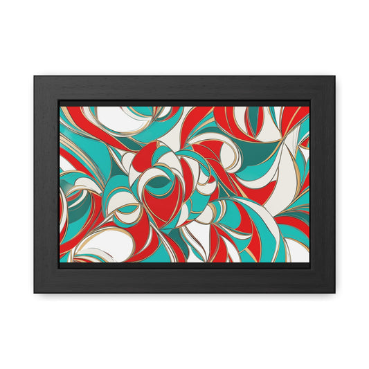 Modern Abstract Framed Poster, Red and Blue Wall Art, Geometric Decor for Contemporary Homes