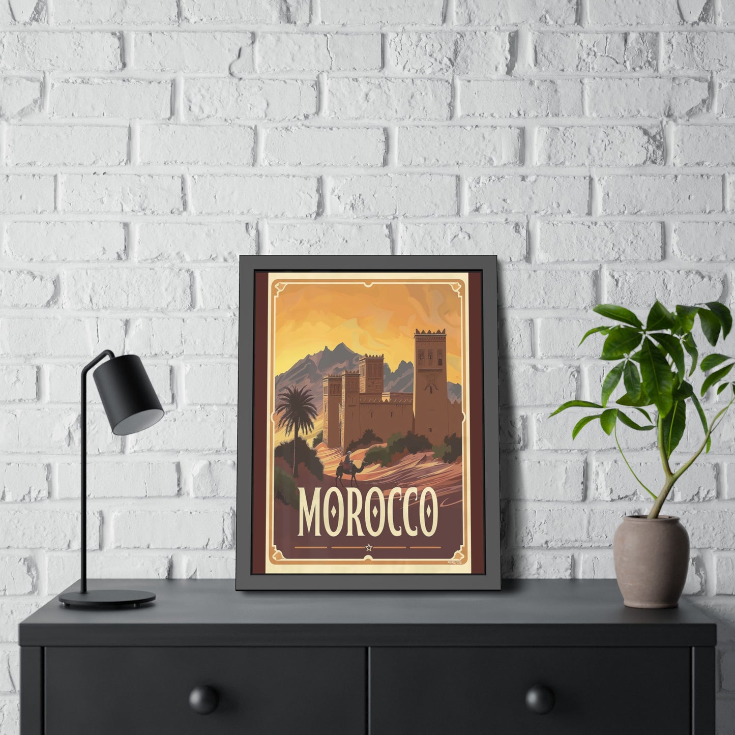 Morocco Vintage Travel Poster — Framed Paper Poster