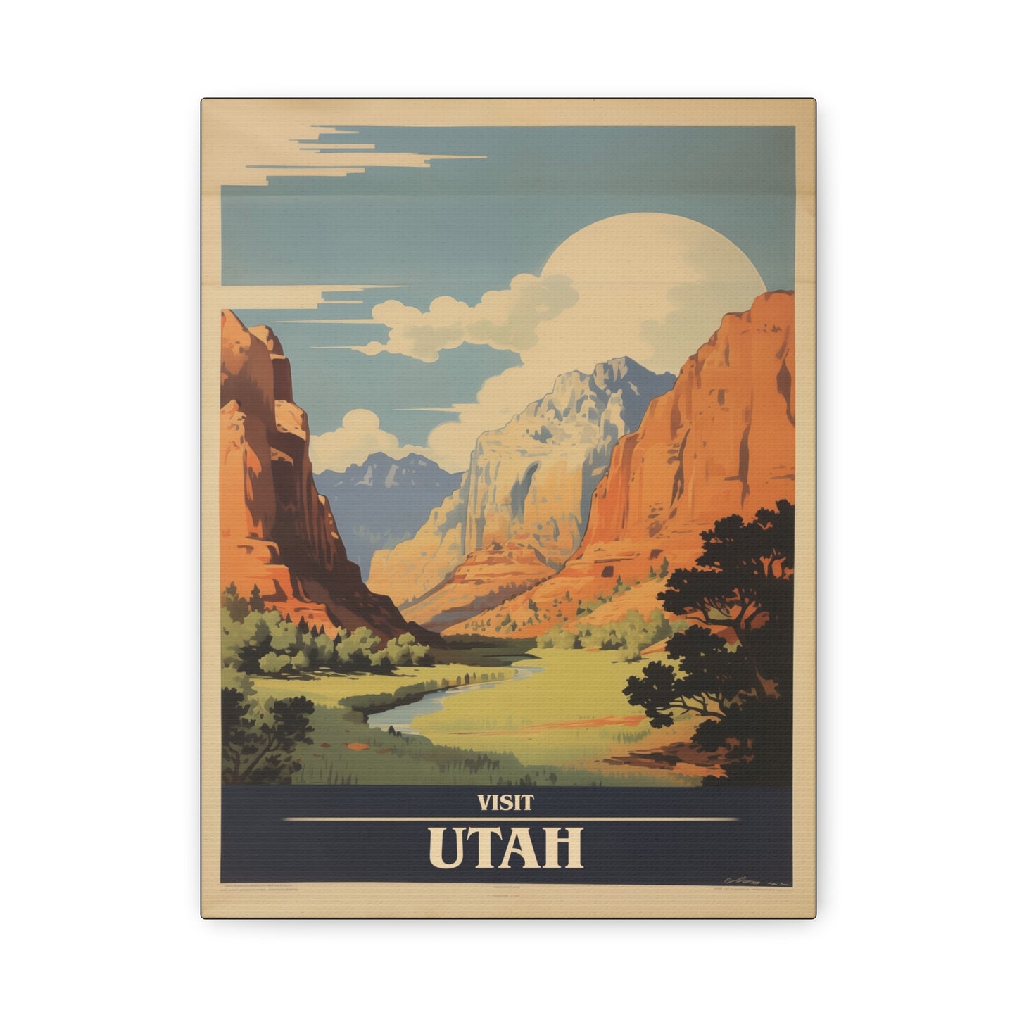 "Vintage Visit Utah Poster - Matte Stretched Canvas Wall Art" Matte Canvas, Stretched, 1.25"