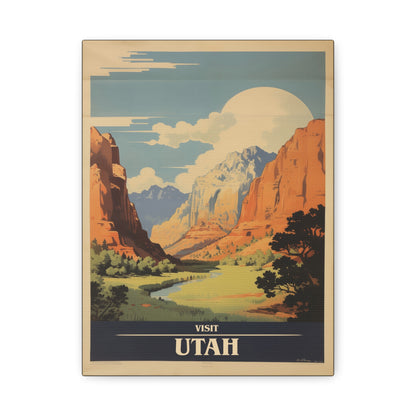 "Vintage Visit Utah Poster - Matte Stretched Canvas Wall Art" Matte Canvas, Stretched, 1.25"