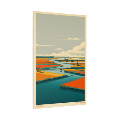 Het Lage Land Vintage Netherlands Travel Poster | Framed Canvas Print