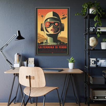 Retro Sci‑Fi Poster — "La Femmina di Ferro" Framed Art Print