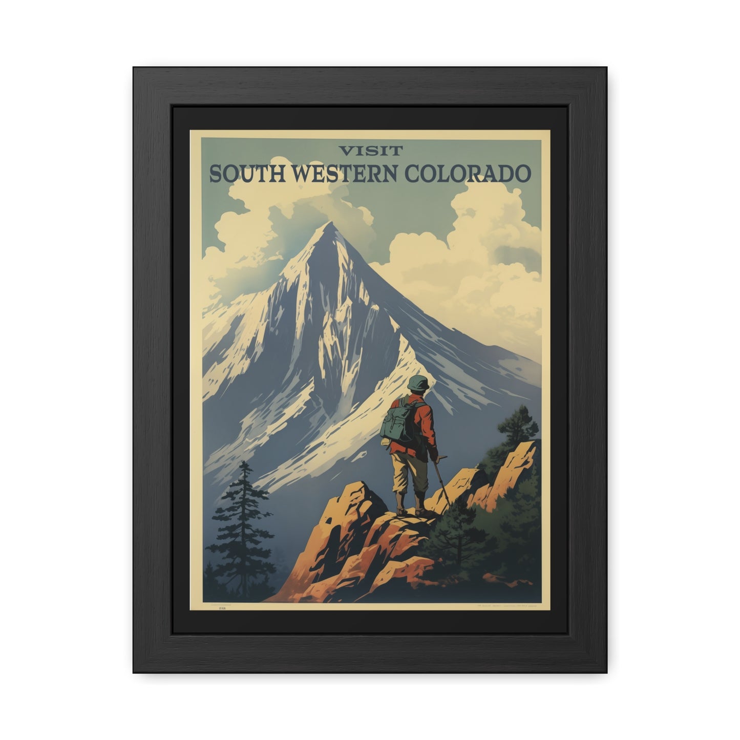 Vintage Colorado Travel Poster - 'Visit South Western Colorado' Mountain Adventure Art Framed Posters