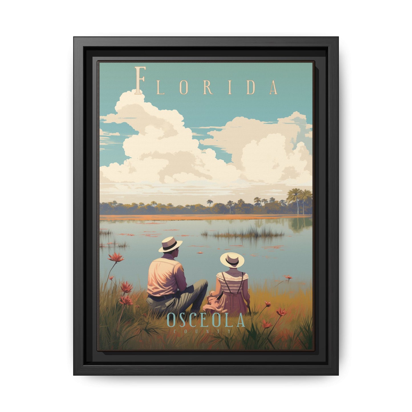 "Vintage Florida Poster - Osceola County Scenic Matte Canvas Wall Art with Black Frame" Matte Canvas, Black Frame