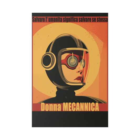 “Vintage Italian Sci-Fi Wall Art Print – Donna Meccanica Retro Futuristic Space Canvas ”Classic Stretched Canvas