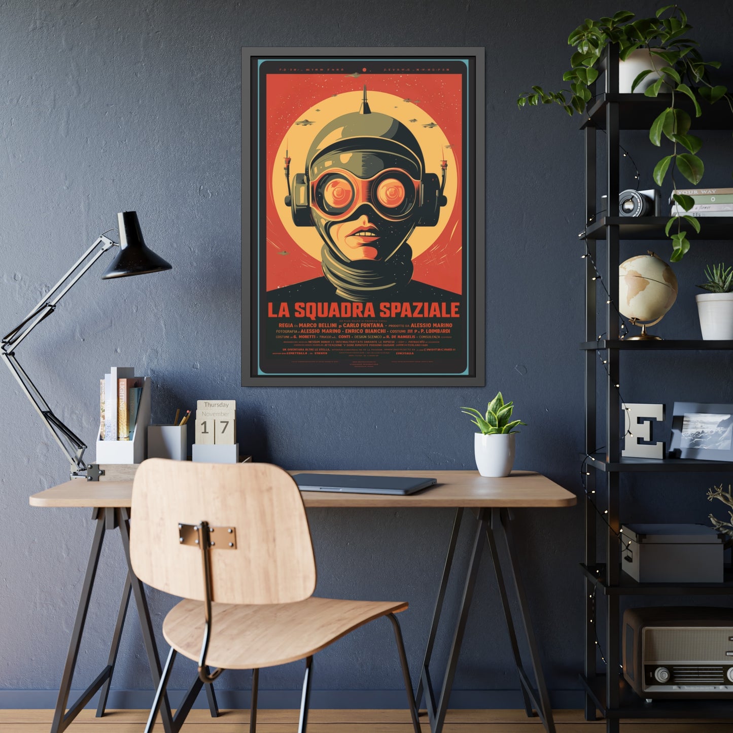 Framed Paper Poster — Retro Sci‑Fi 'La Squadra Spaziale' Wall Art