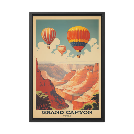 Vintage Grand Canyon Poster - Hot Air Balloon Tour Retro Travel Art Framed Posters