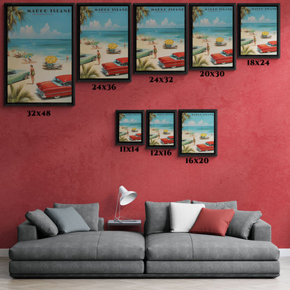 "Marco Island Retro Beach Scene – Vintage Wall Art of Florida’s Gulf Coast", Framed Posters