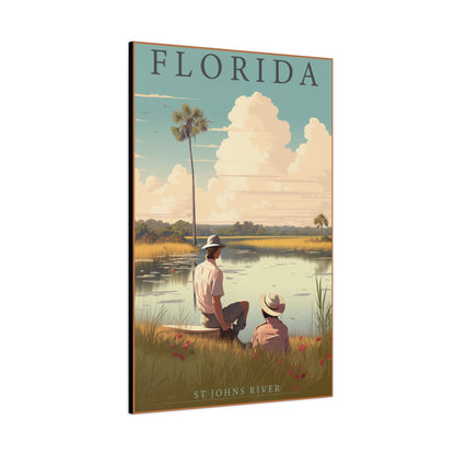 "Vintage Florida St. Johns River Poster - Matte Stretched Canvas Wall Art" Matte Canvas, Stretched, 1.25"