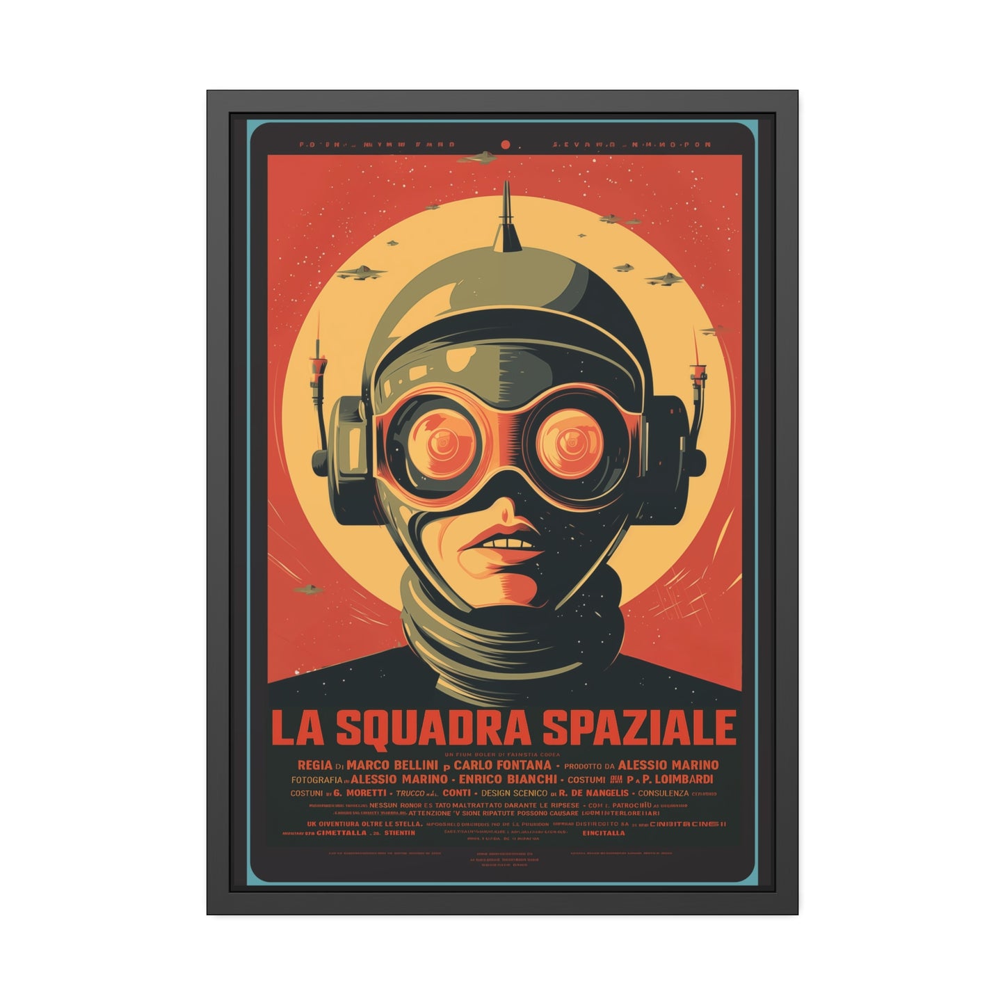 Framed Paper Poster — Retro Sci‑Fi 'La Squadra Spaziale' Wall Art