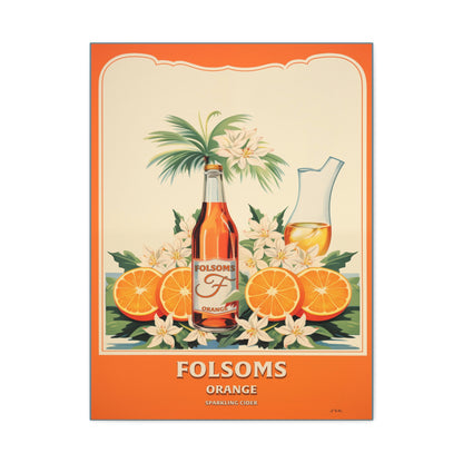 "Vintage Folsom's Orange Sparkling Cider Poster - Matte Canvas Stretched Wall Art" Matte Canvas, Stretched, 1.25"