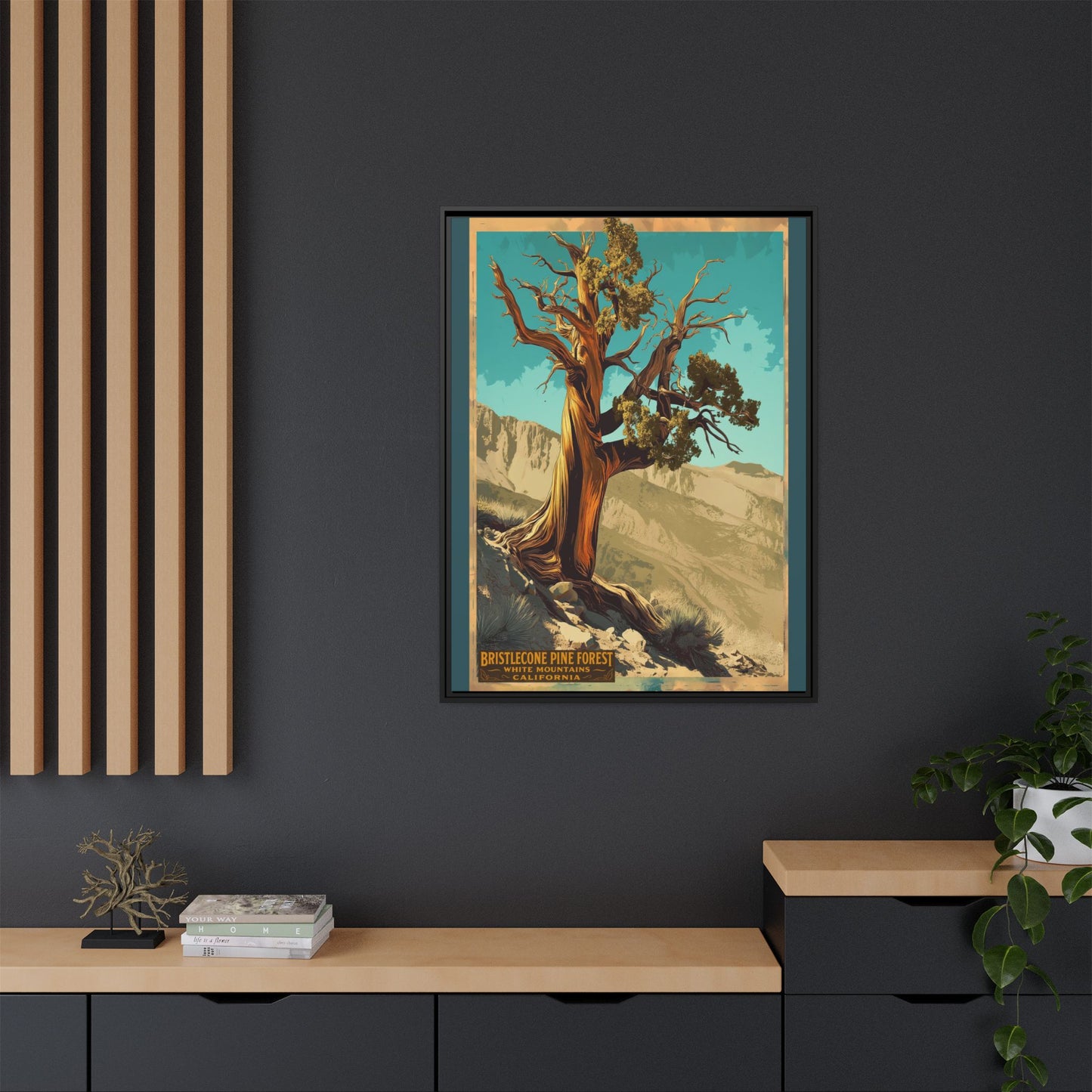 Bristlecone Pine Forest Framed Canvas Print — Vintage National Park Travel Poster