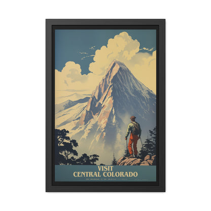 Vintage Colorado Travel Poster - 'Visit Central Colorado' Mountain Adventure Art Framed Posters