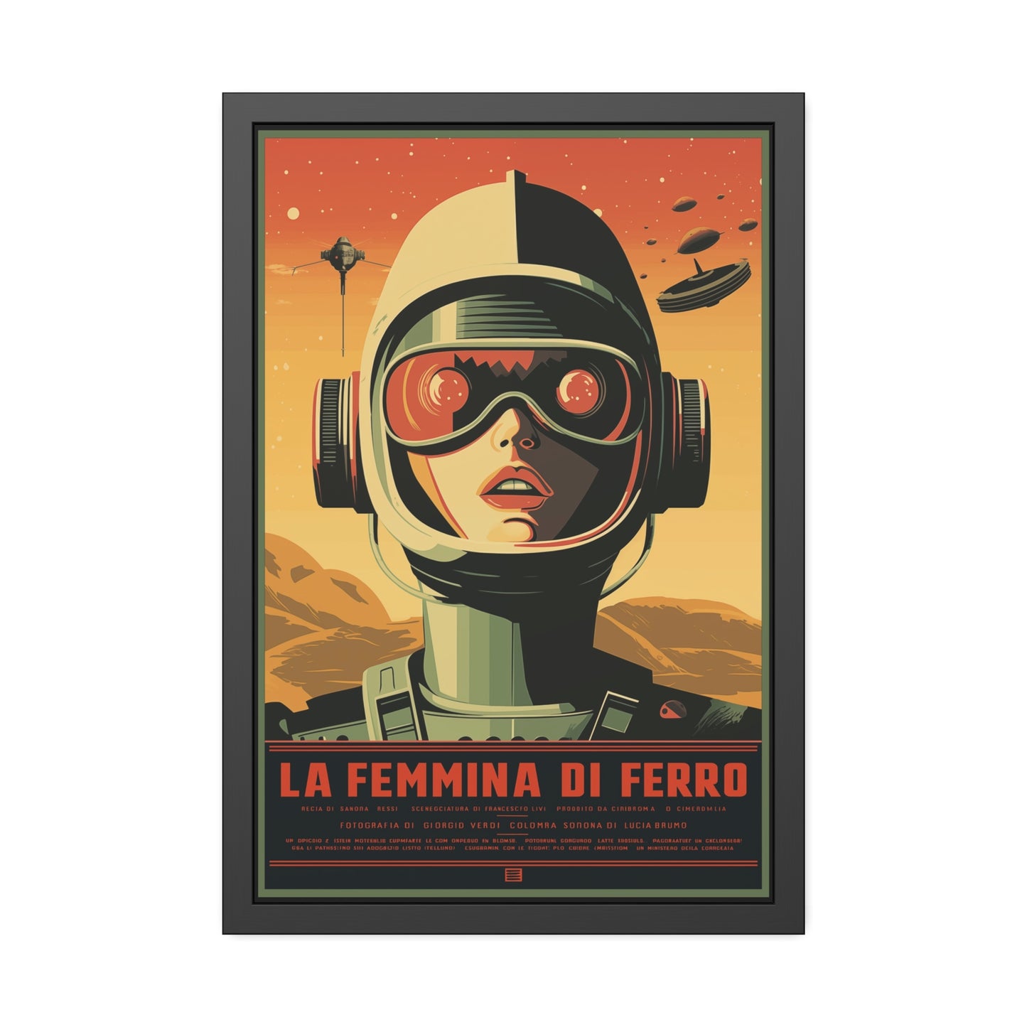 Retro Sci‑Fi Poster — "La Femmina di Ferro" Framed Art Print