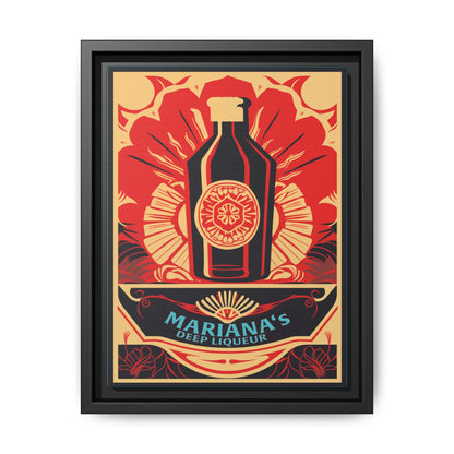 "Vintage Mariana's Deep Liqueur Bottle Poster - Matte Canvas Wall Art with Black Frame" Matte Canvas, Black Frame