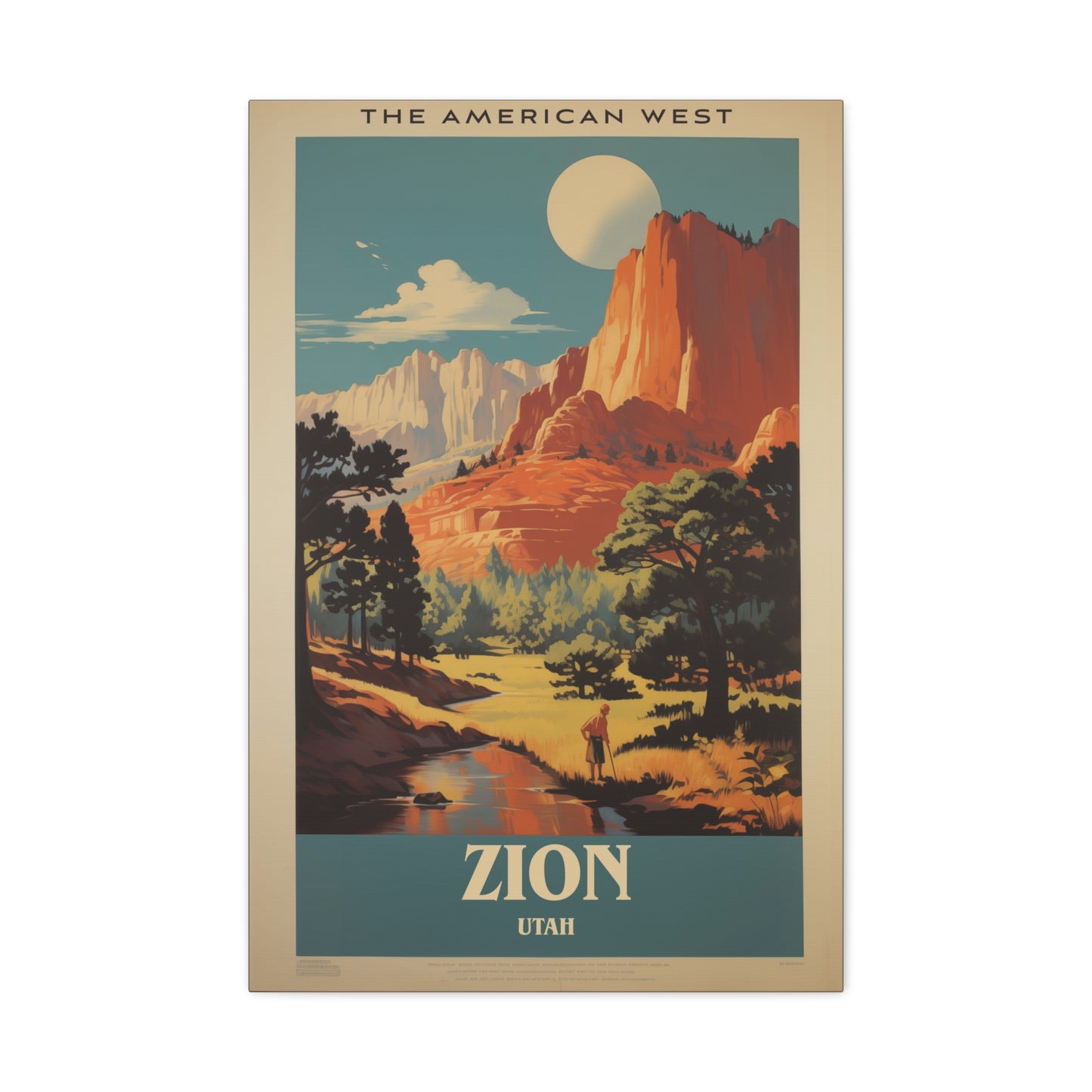 "Vintage Zion National Park Poster - The American West Matte Stretched Canvas" Matte Canvas, Stretched, 1.25"