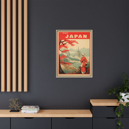 Visit Japan Vintage Travel Poster Matte Canvas Print (Framed)