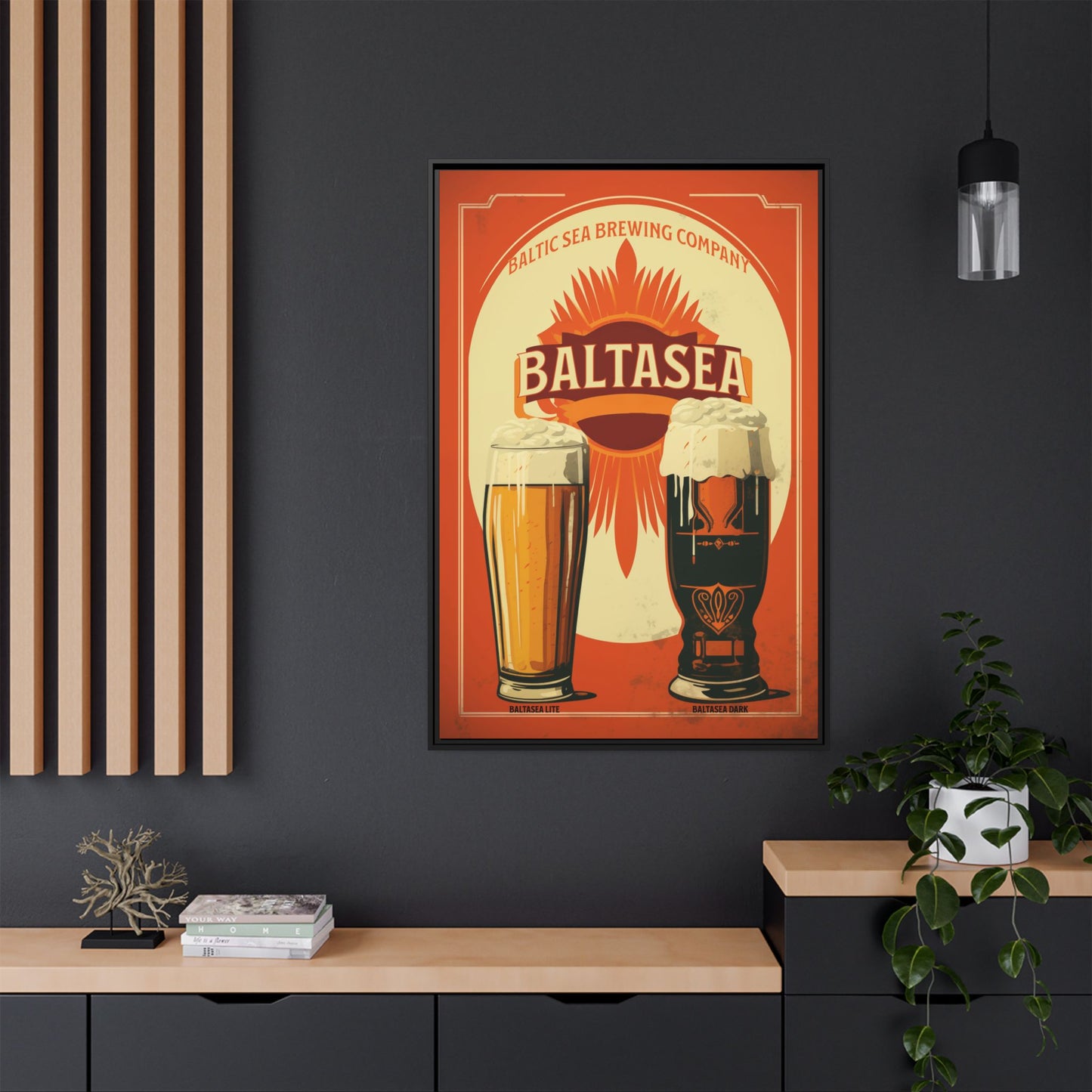"Vintage Baltic Sea Brewing Poster - Matte Canvas Wall Art with Black Frame" Matte Canvas, Black Frame