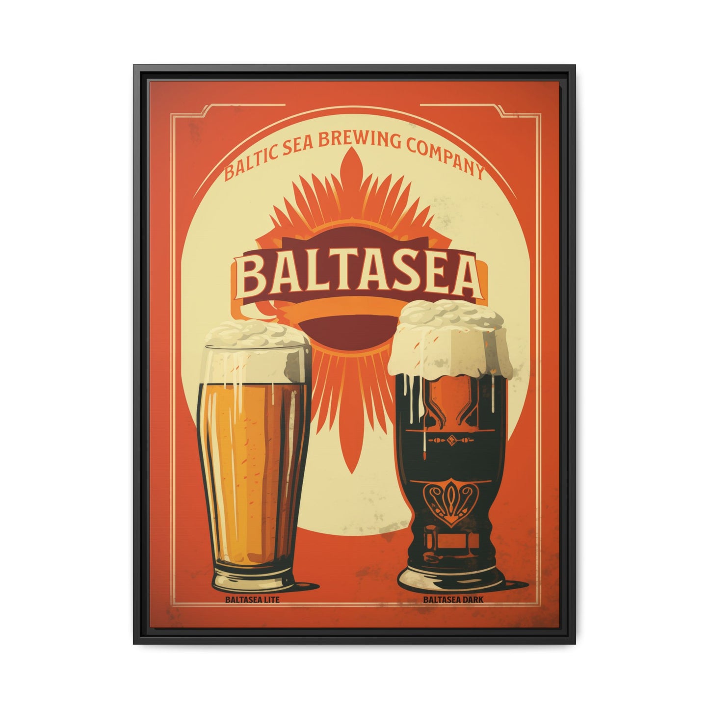 "Vintage Baltic Sea Brewing Poster - Matte Canvas Wall Art with Black Frame" Matte Canvas, Black Frame