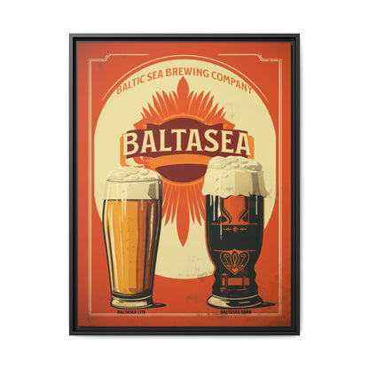"Vintage Baltic Sea Brewing Poster - Matte Canvas Wall Art with Black Frame" Matte Canvas, Black Frame