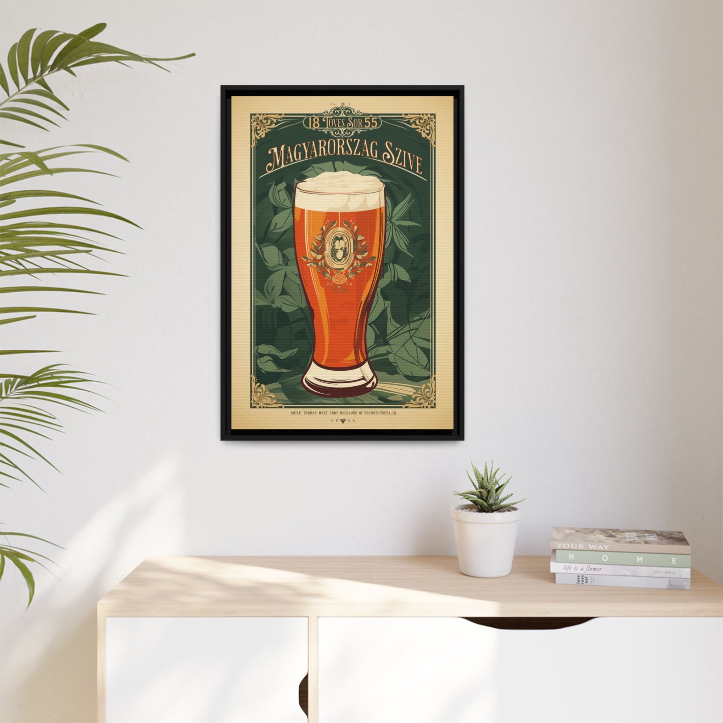 "Vintage Magyarország Sör Poster - Matte Canvas Wall Art with Black Frame" Matte Canvas, Black Frame