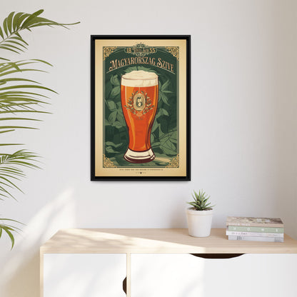 "Vintage Magyarország Sör Poster - Matte Canvas Wall Art with Black Frame" Matte Canvas, Black Frame
