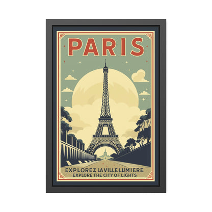 Paris Travel Poster Framed Print — Explorez La Ville Lumière Vintage Wall Art