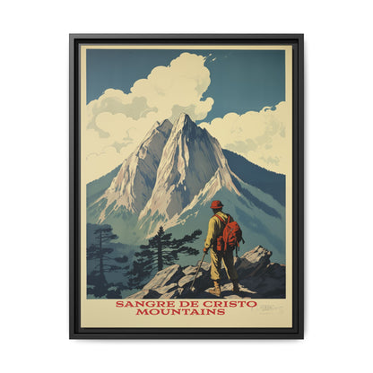 "Vintage Sangre de Cristo Mountains Poster - Matte Canvas Wall Art with Black Frame" Matte Canvas, Black Frame