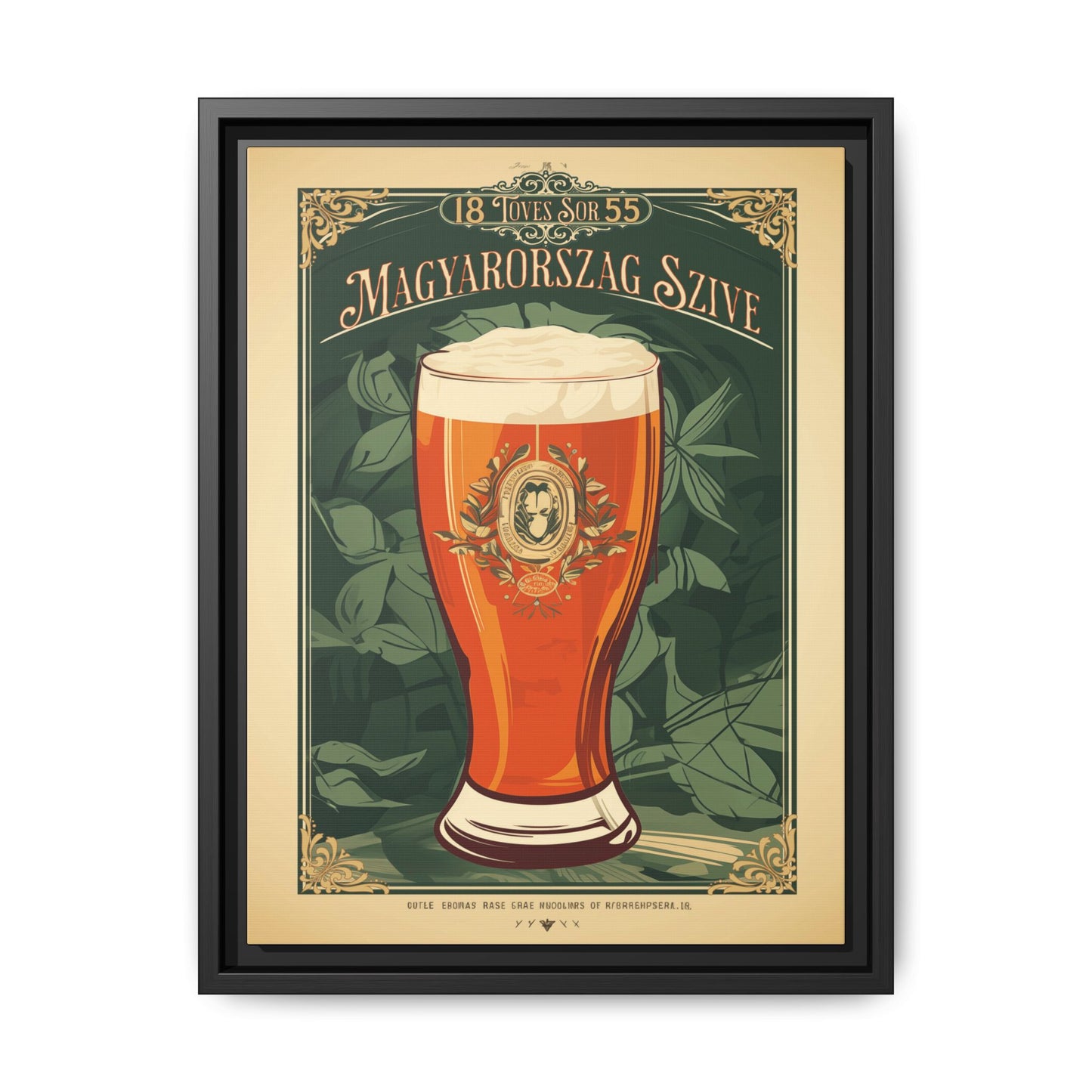 "Vintage Magyarország Sör Poster - Matte Canvas Wall Art with Black Frame" Matte Canvas, Black Frame