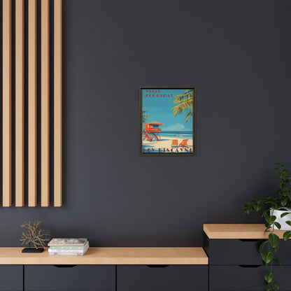 Key Biscayne Vintage Travel Poster Matte Canvas Print — Framed “Visit Florida!” Beach Wall Art