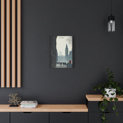 London Street Scene Matte Canvas Wall Art – Vintage Big Ben Cityscape Print