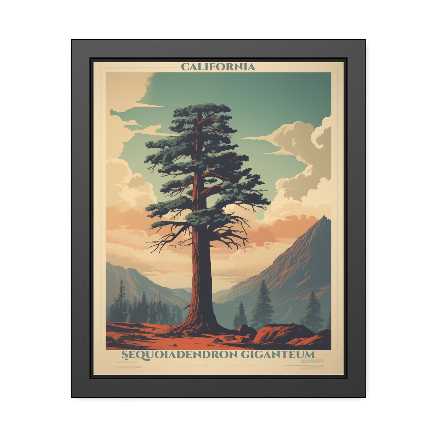 Framed Poster — Vintage California Sequoia Tree Print