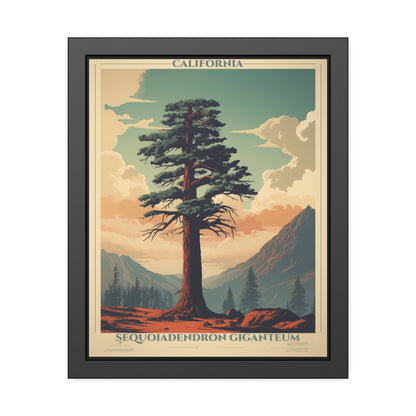 Framed Poster — Vintage California Sequoia Tree Print