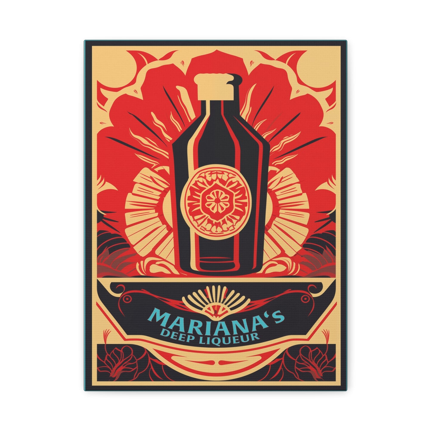"Vintage Mariana's Deep Liqueur Bottle Poster - Frameless Stretched Matte Canvas Wall Art" Matte Canvas, Stretched, 1.25"