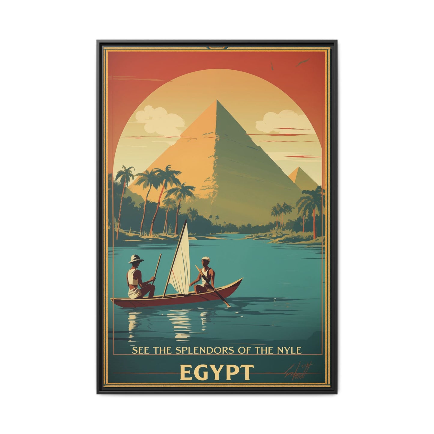 See the Splendors of the Nile — Egypt Vintage Matte Canvas Framed