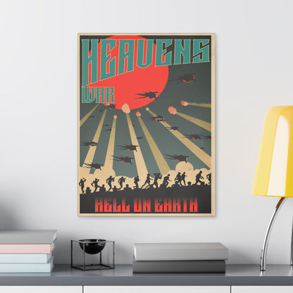 "Vintage Sci-Fi Poster - 'Heavens War: Hell on Earth' Dystopian Artwork", SciFi, Classic Stretched Canvas