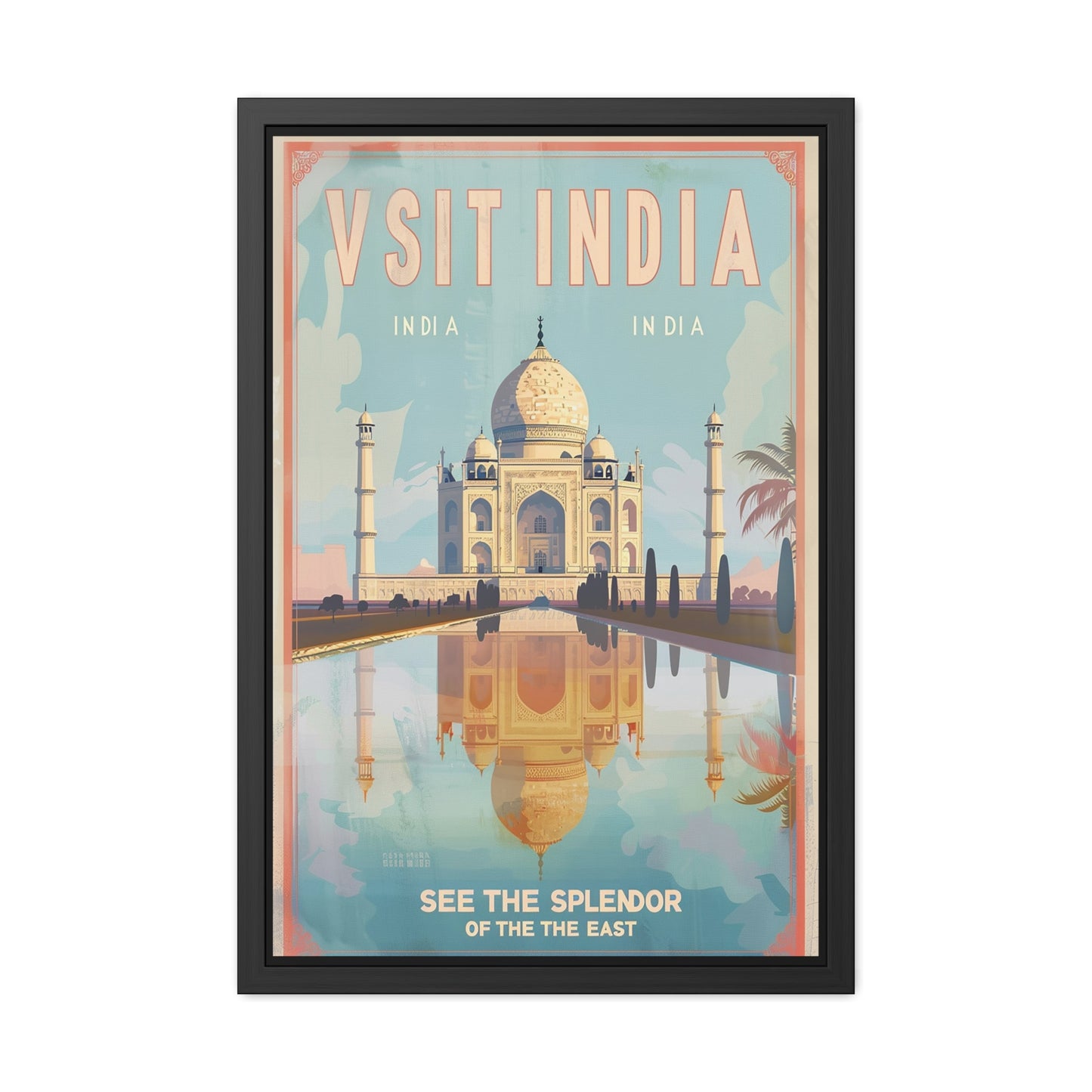 Vintage India Travel Poster — “See the Splendor of the East” | Framed Wall Art by Vintageanna