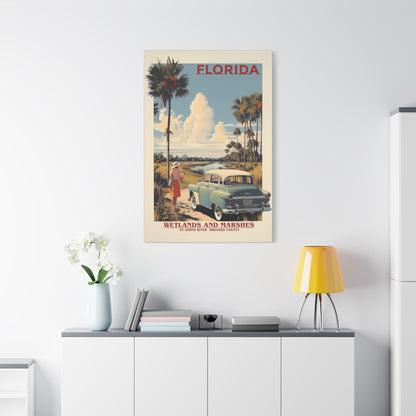 "Vintage Florida Wetlands and Marshes Poster - St. Johns River Matte Stretched Canvas Wall Art" Matte Canvas, Stretched, 1.25"